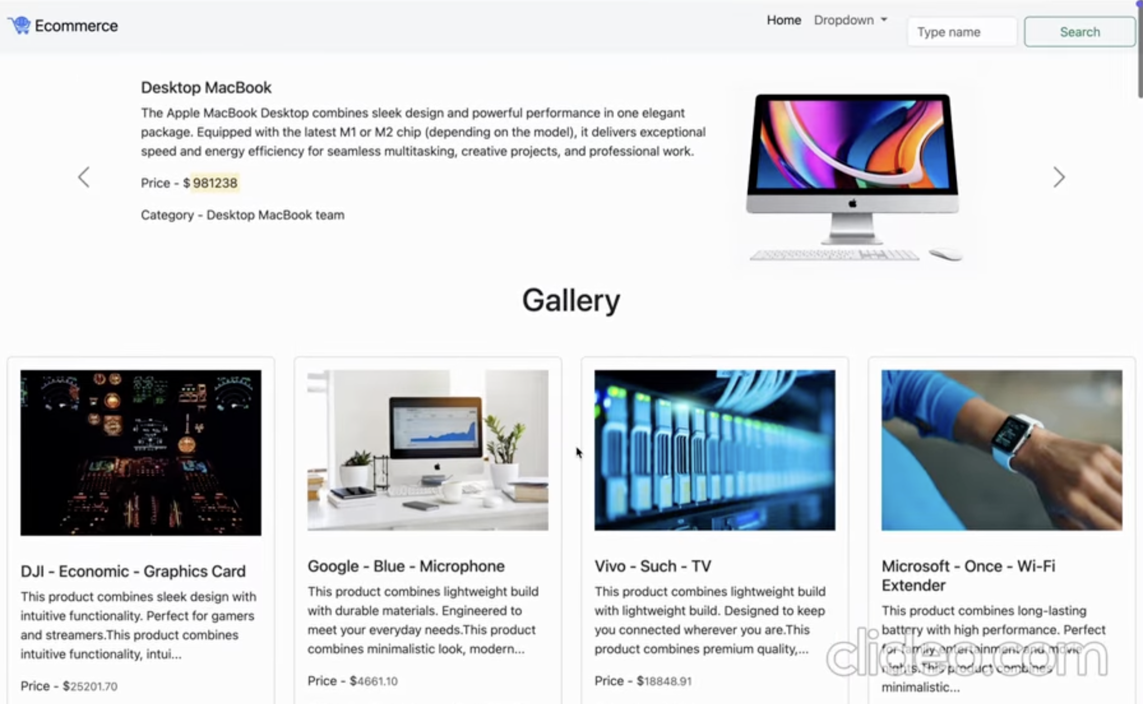 Ecommerce screenshot
